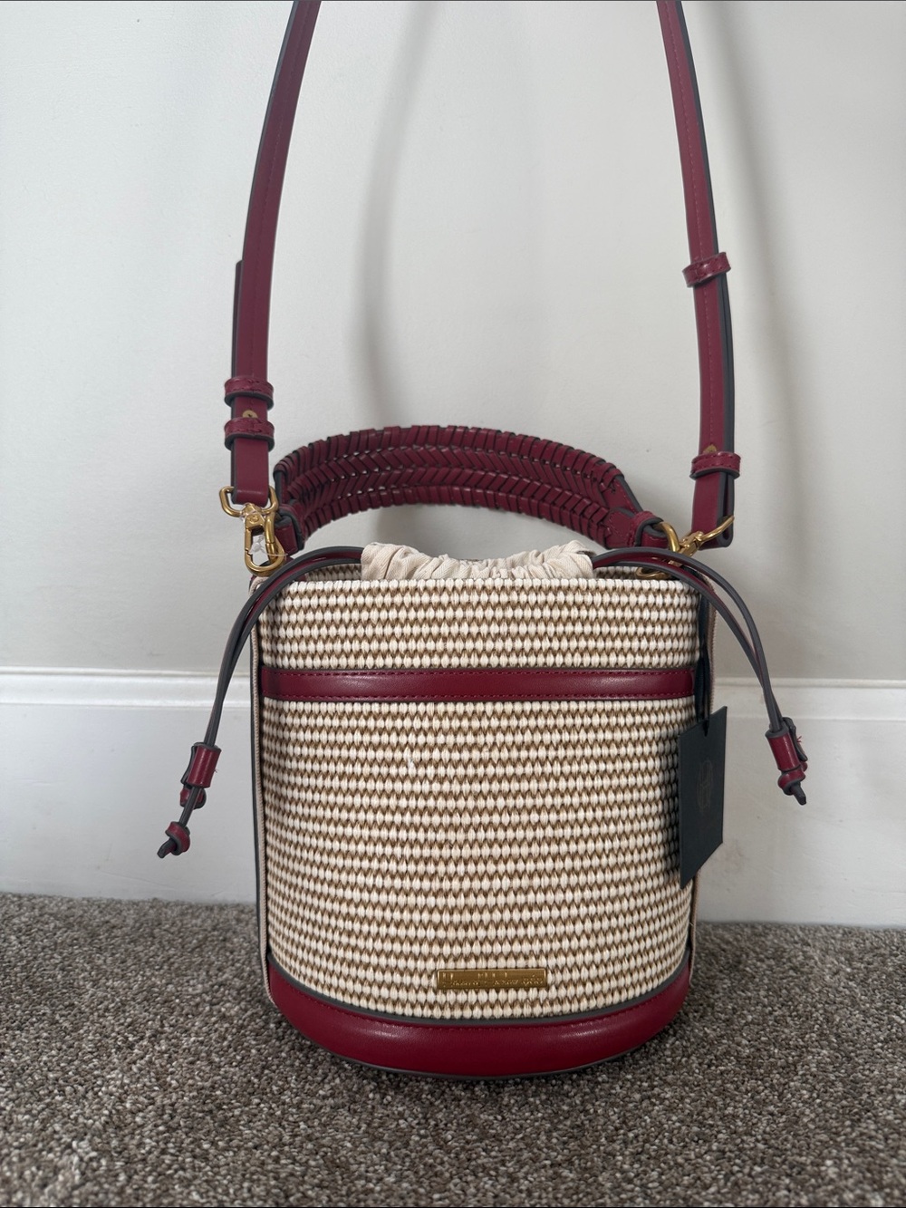 House of Harlow 1960 Straw Bag with Red and Gold Accents New With Tag